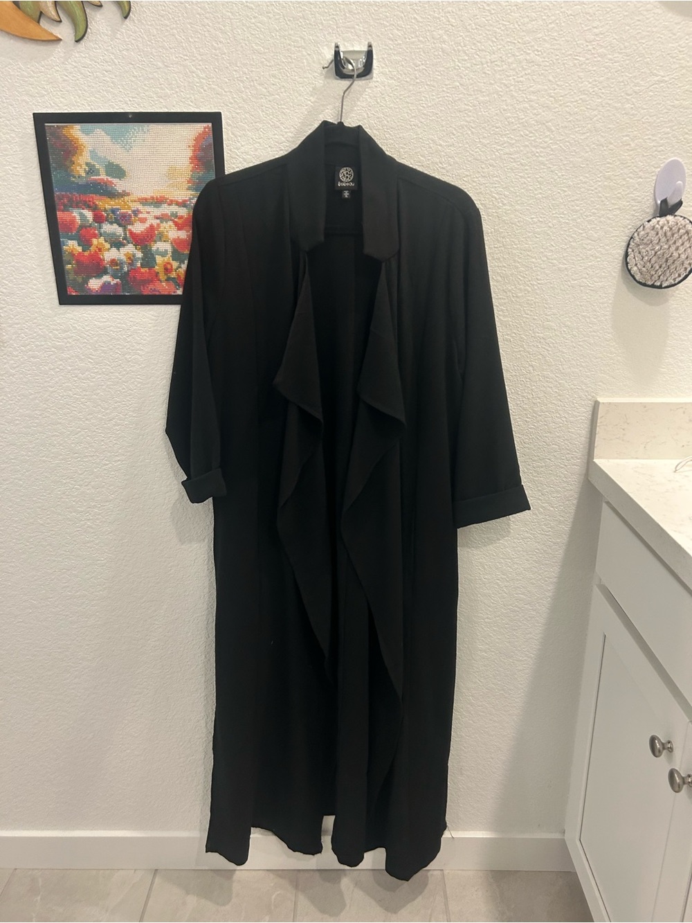 Bobeau Black Draped Long Blazer Jacket XL